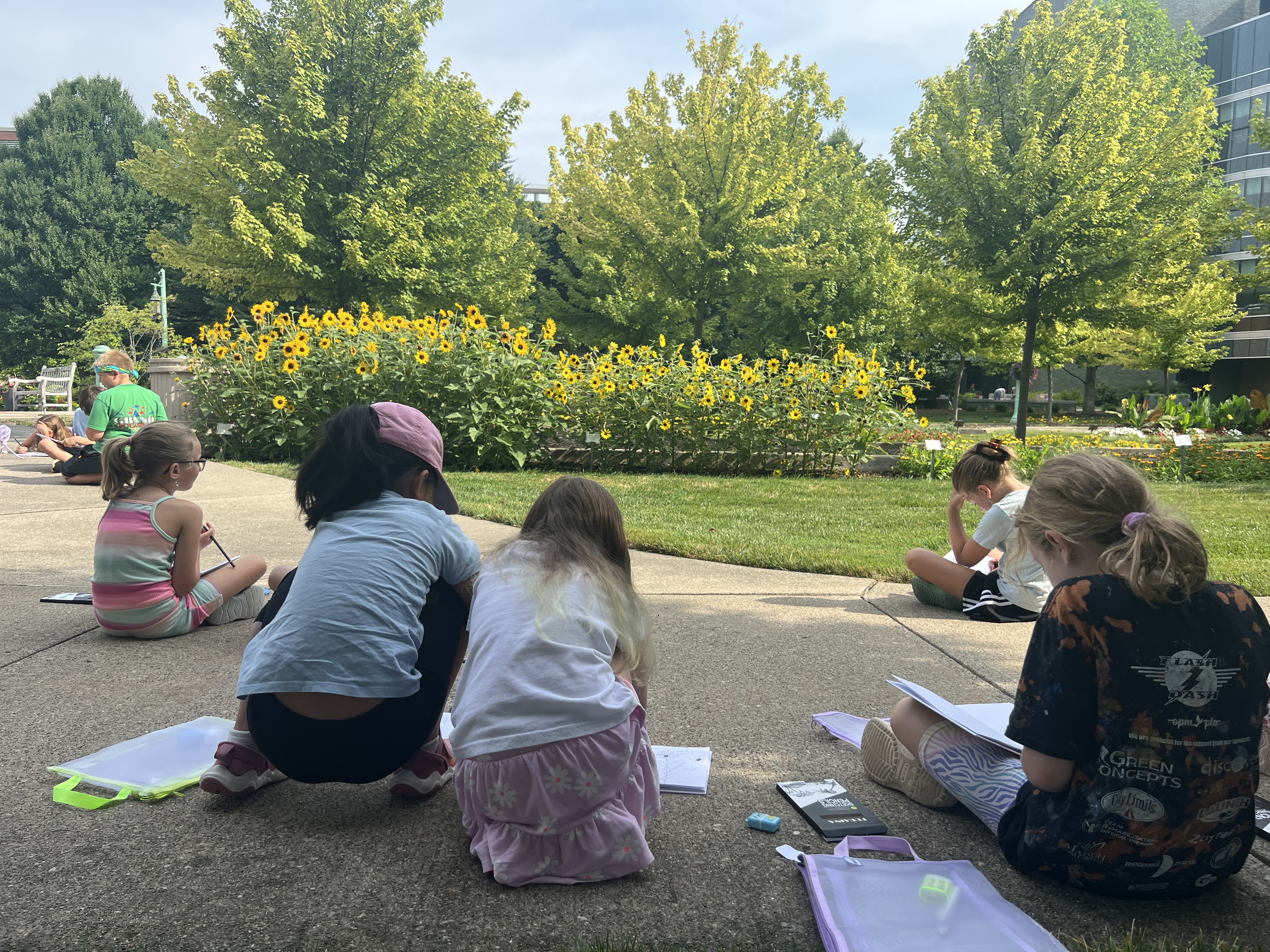 Students enjoying the 4-H Children's Garden